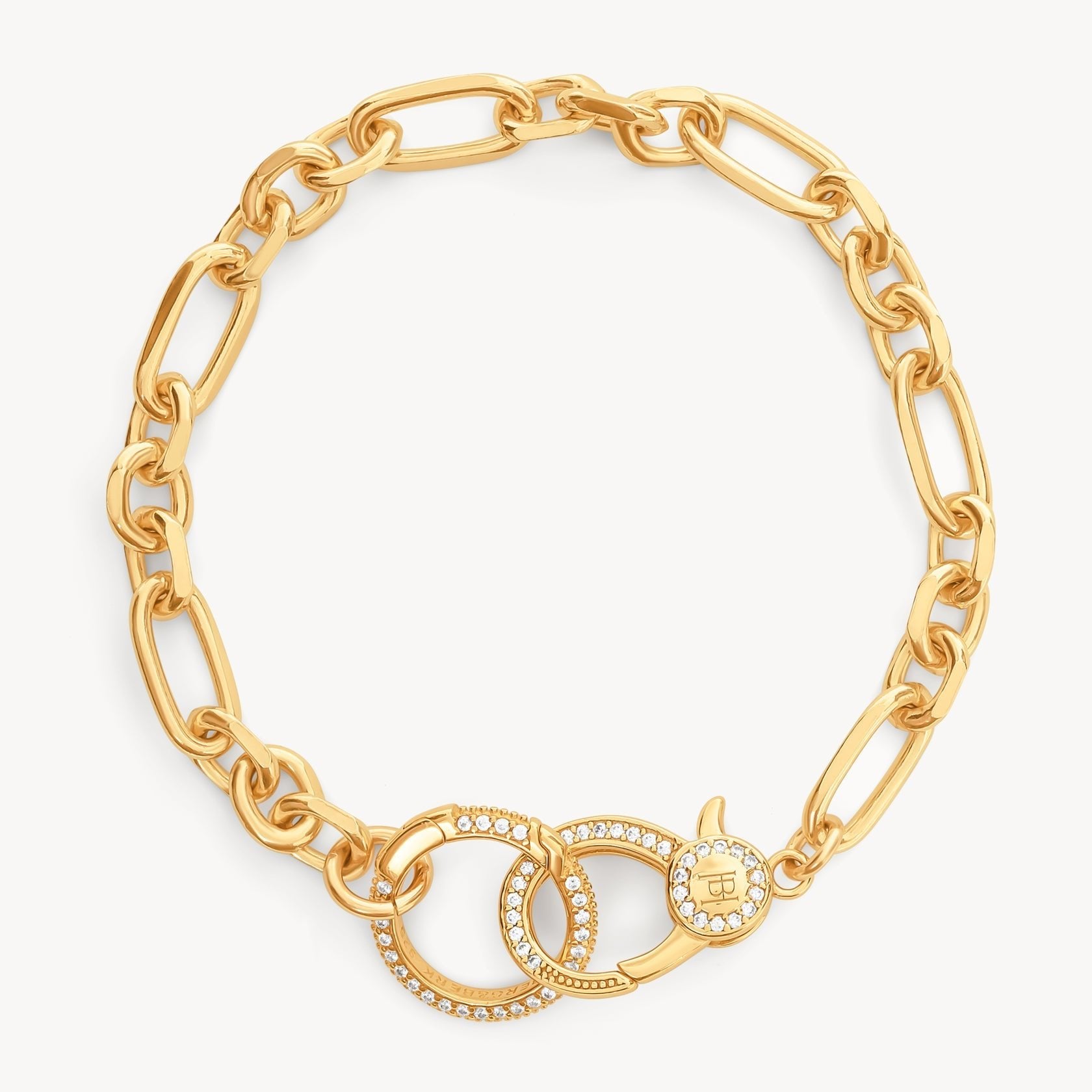 PAVÉ LINK CHARM BRACELET - 14K GOLD VERMEIL - Blue Sky Fashions & Lingerie