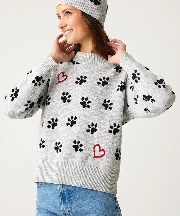 PAW PRINT SWEATER by Parkhurst - Grey - Blue Sky Fashions & Lingerie