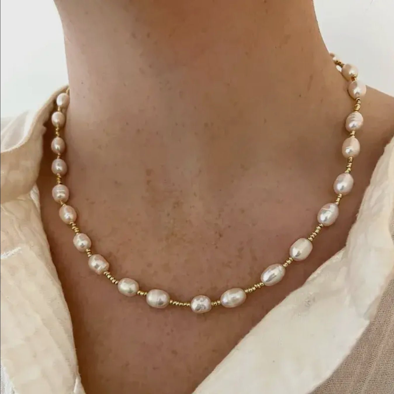 Pearl and Gold Chain Necklace - Blue Sky Fashions & Lingerie