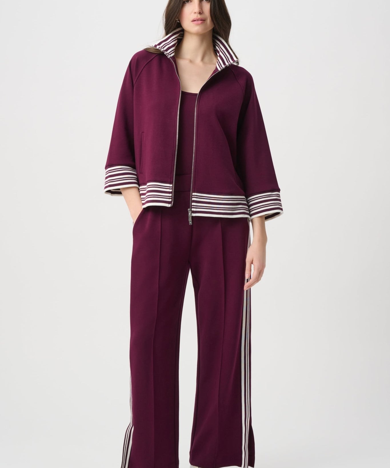 Pin-Tuck Wide-Leg Jogger 264612 by Joseph Ribkoff - elderberry - Blue Sky Fashions & Lingerie