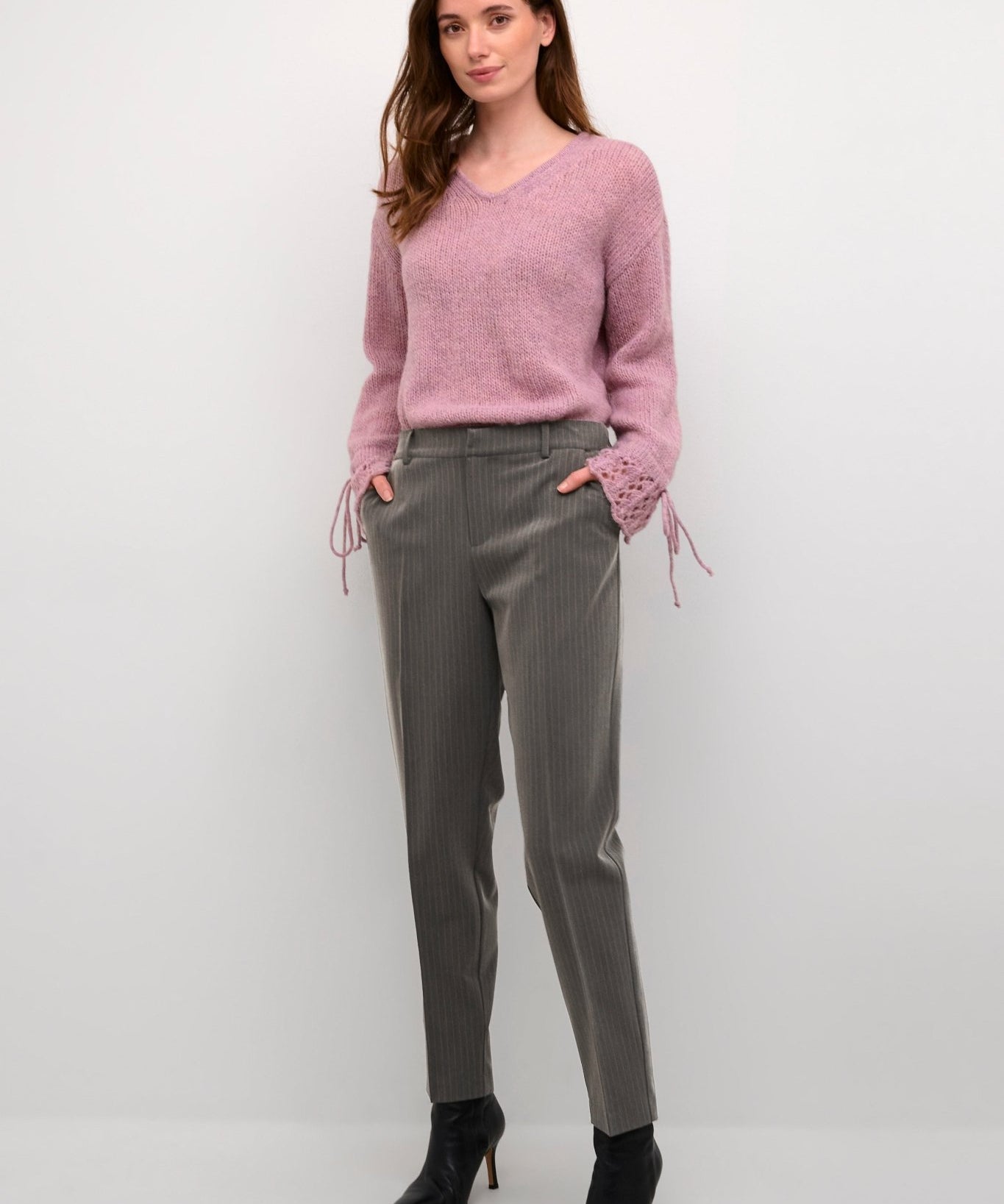 Pinstripe Ankle Pants by Cream - Blue Sky Fashions & Lingerie