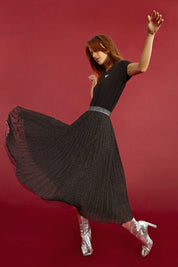 PLEATED PLUMETIS SKIRT - Black - Blue Sky Fashions & Lingerie