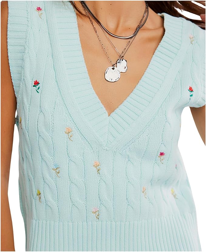 Plumeria Floral Vest - Blue Glass - Blue Sky Fashions & Lingerie