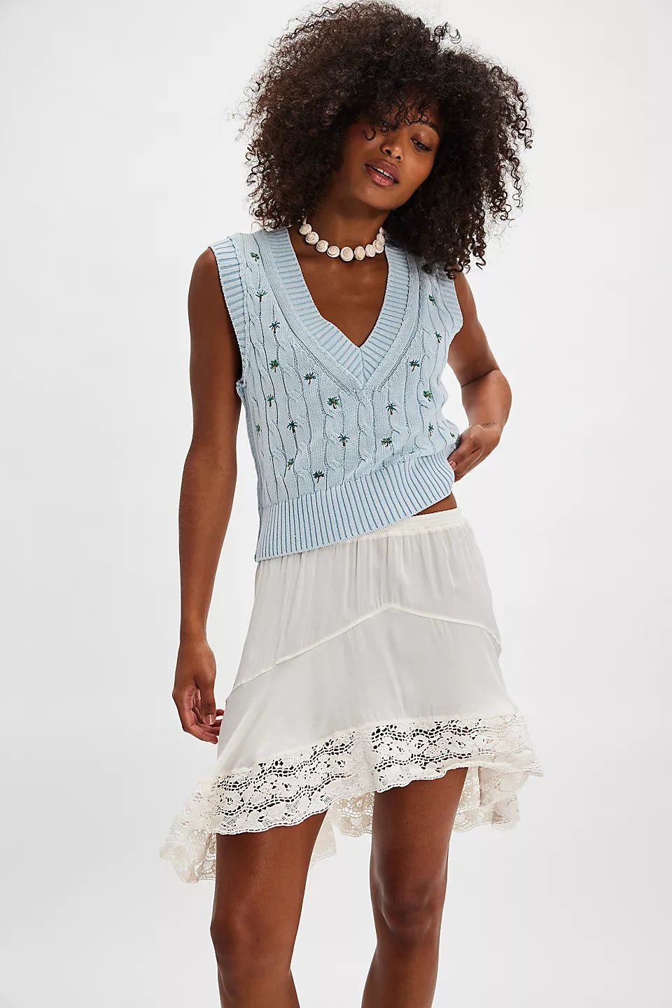 Plumeria Floral Vest - Blue Glass - Blue Sky Fashions & Lingerie