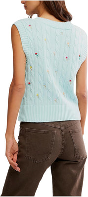 Plumeria Floral Vest - Blue Glass - Blue Sky Fashions & Lingerie