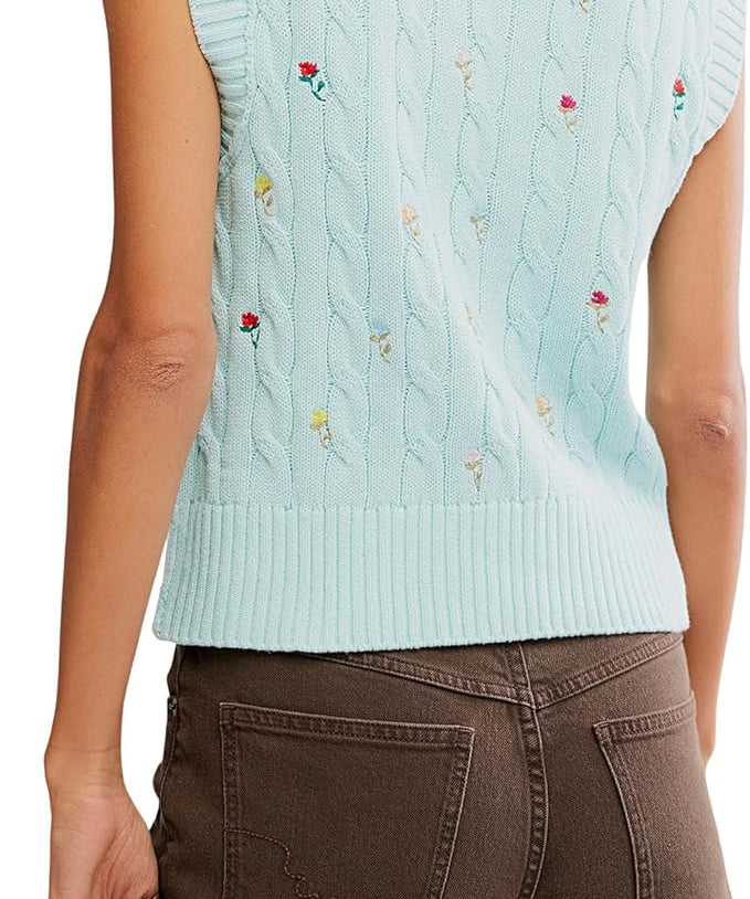 Plumeria Floral Vest - Blue Glass - Blue Sky Fashions & Lingerie