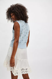 Plumeria Floral Vest - Blue Glass - Blue Sky Fashions & Lingerie