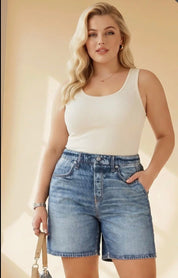 Plus Size Zenim Stretch Shorts - blue - Blue Sky Fashions & Lingerie