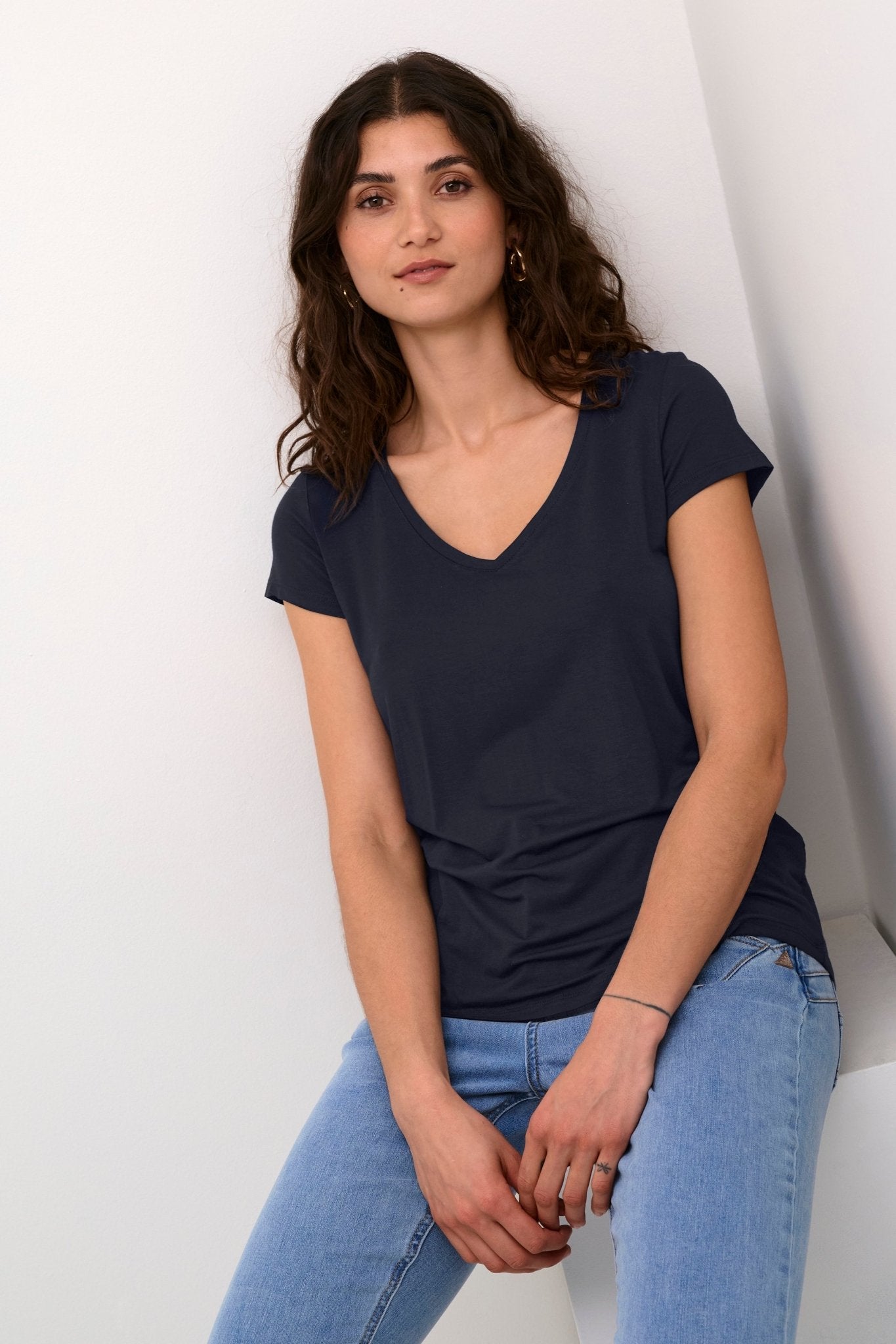 Poppy V - neck T-shirt - Black - Blue Sky Fashions & Lingerie