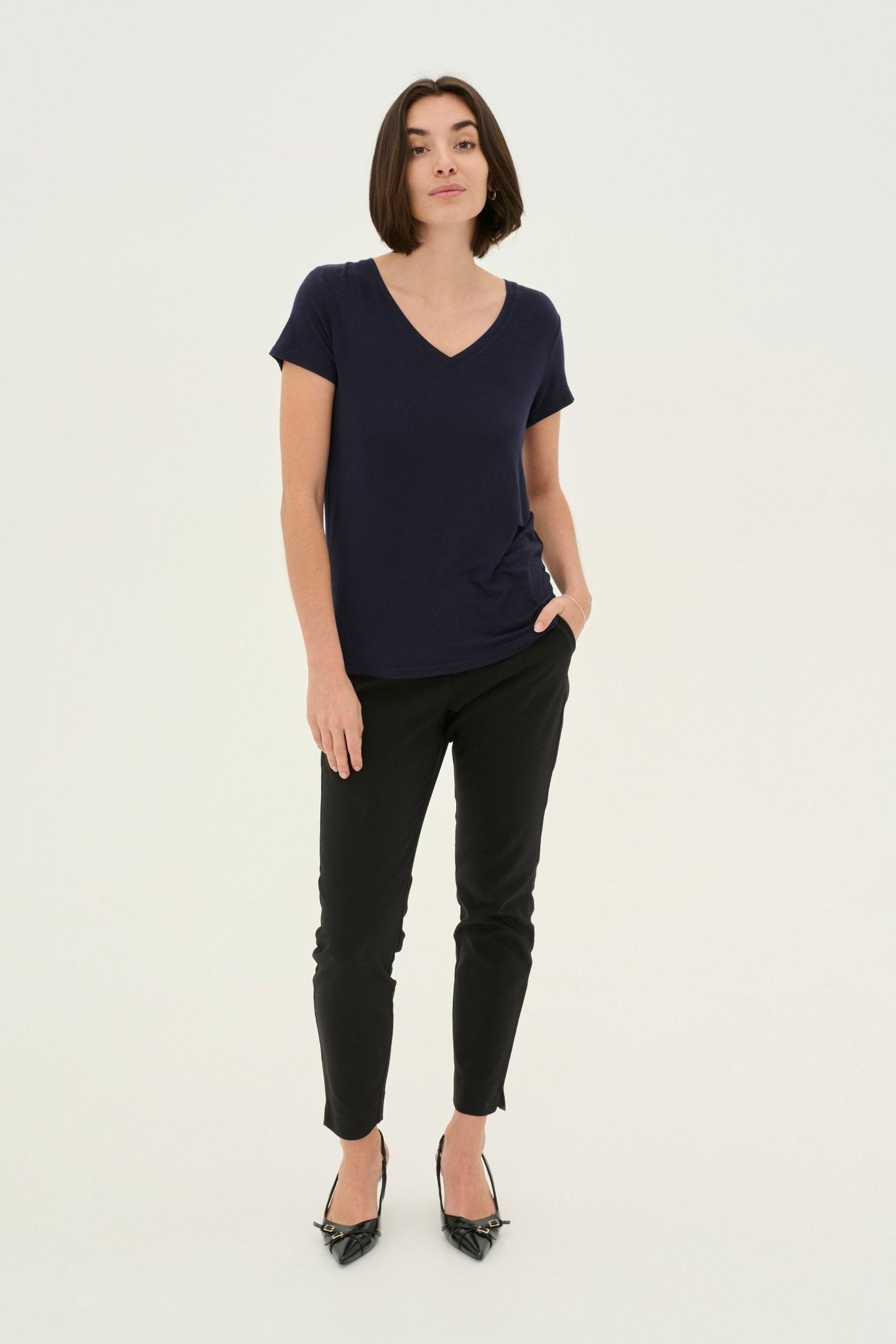 Poppy V - neck T-shirt - Black - Blue Sky Fashions & Lingerie