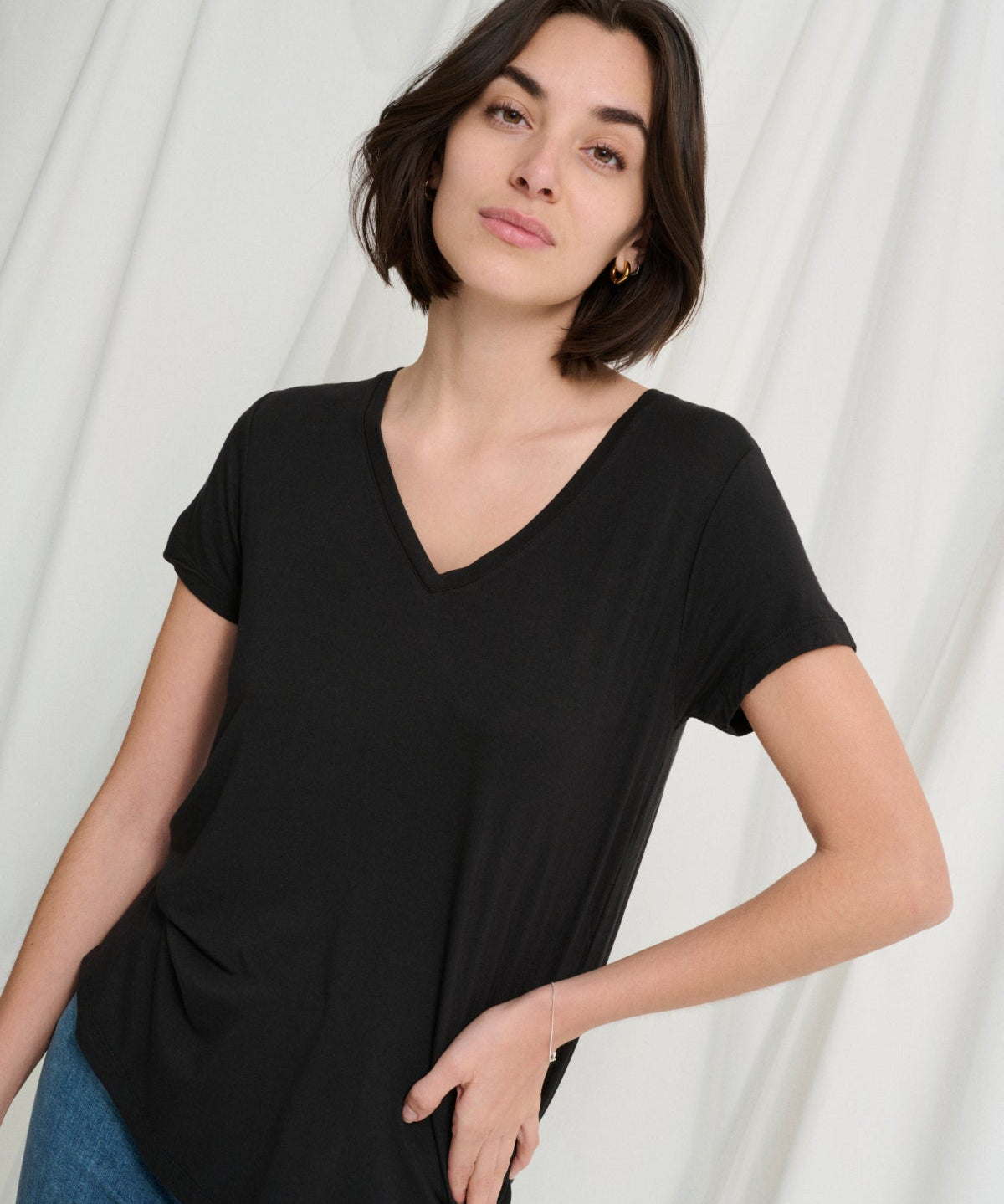 Poppy V - neck T-shirt - Black - Blue Sky Fashions & Lingerie