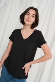 Poppy V - neck T-shirt - Black - Blue Sky Fashions & Lingerie