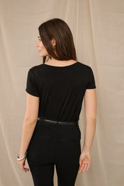 Poppy V - neck T-shirt - Black - Blue Sky Fashions & Lingerie