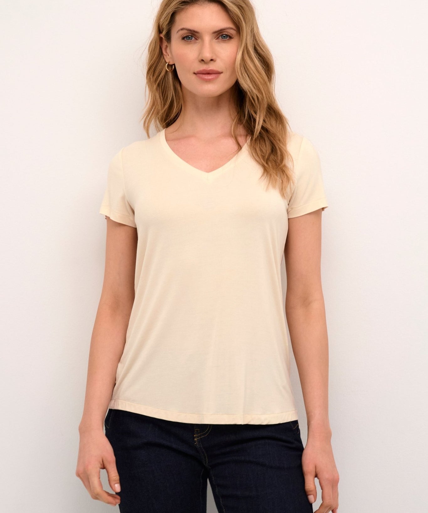 Poppy V - neck T-shirt - White Cap - Blue Sky Fashions & Lingerie