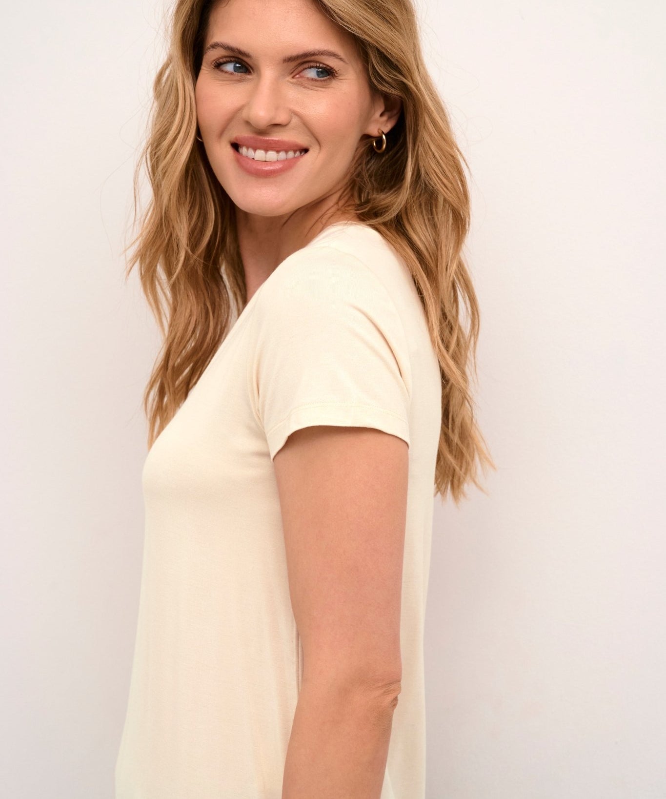 Poppy V - neck T-shirt - White Cap - Blue Sky Fashions & Lingerie