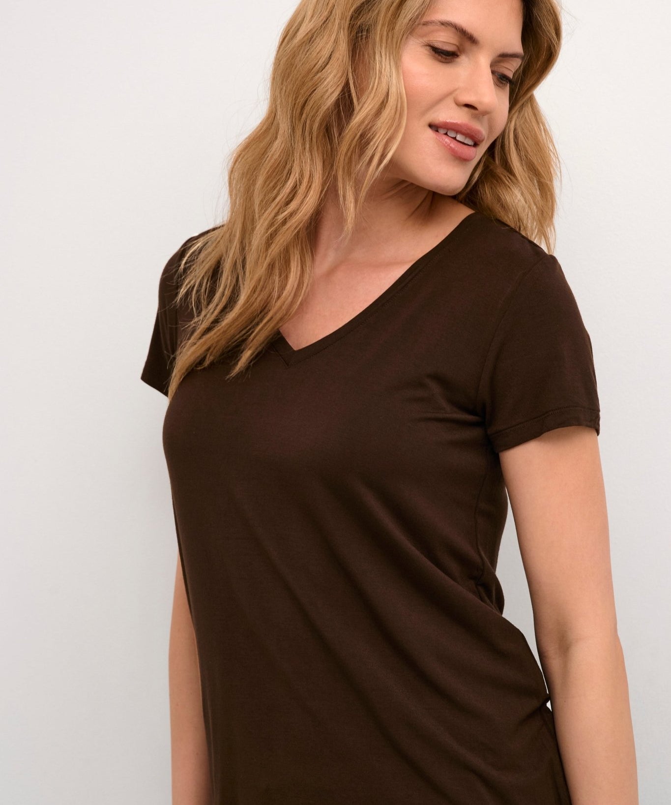 Poppy v - neck tee by Culture - demitasse - Blue Sky Fashions & Lingerie