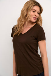 Poppy v - neck tee by Culture - demitasse - Blue Sky Fashions & Lingerie