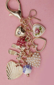 Porcelain Bows Hearts Pearl Strawberry Bag Charm - Blue Sky Fashions & Lingerie