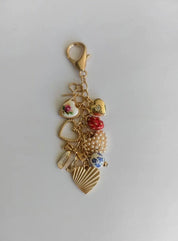 Porcelain Bows Hearts Pearl Strawberry Bag Charm - Blue Sky Fashions & Lingerie