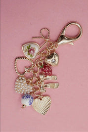 Porcelain Bows Hearts Pearl Strawberry Bag Charm - Blue Sky Fashions & Lingerie