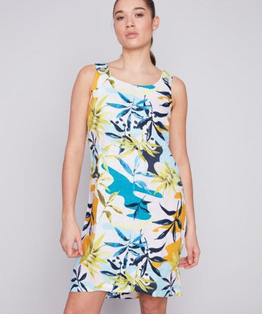 Printed Linen Dress by Charlie B - Blue Sky Fashions & Lingerie