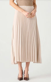 Pull On Pleated Skirt - Champagne - Blue Sky Fashions & Lingerie