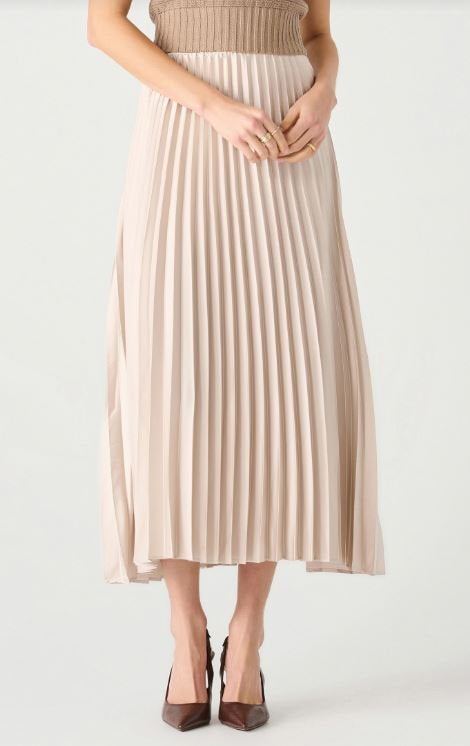 Pull On Pleated Skirt - Champagne - Blue Sky Fashions & Lingerie