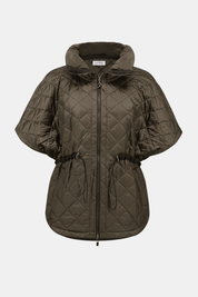 Quilted Nylon Shawl-Neck Boxy Vest 263643 by Joseph Ribkoff - avocado - Blue Sky Fashions & Lingerie