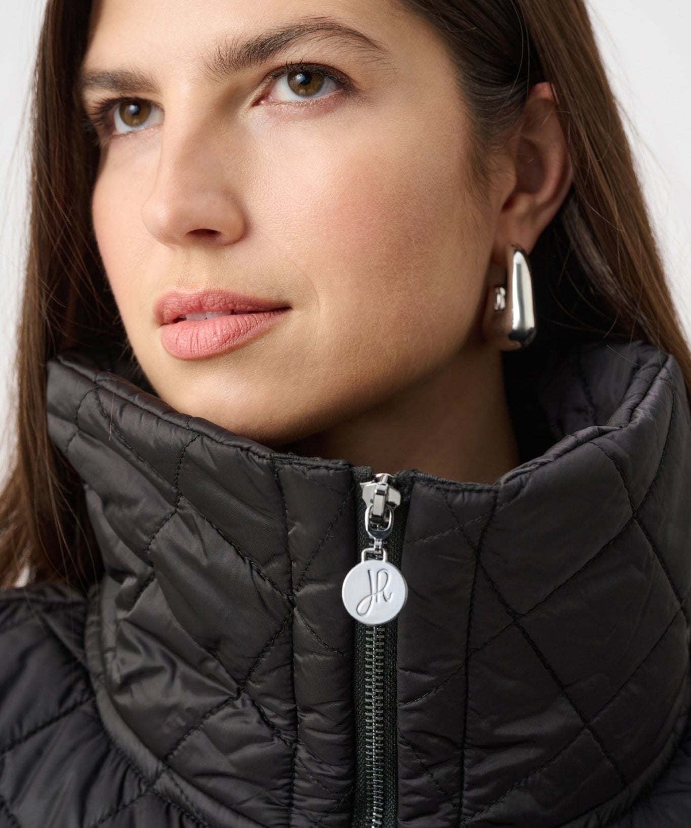 Quilted Nylon Shawl-Neck Boxy Vest 263643 by Joseph Ribkoff - black - Blue Sky Fashions & Lingerie