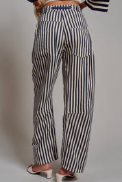 Railroad Striped Patch Pocket Spring Utility Pants - Blue Sky Fashions & Lingerie