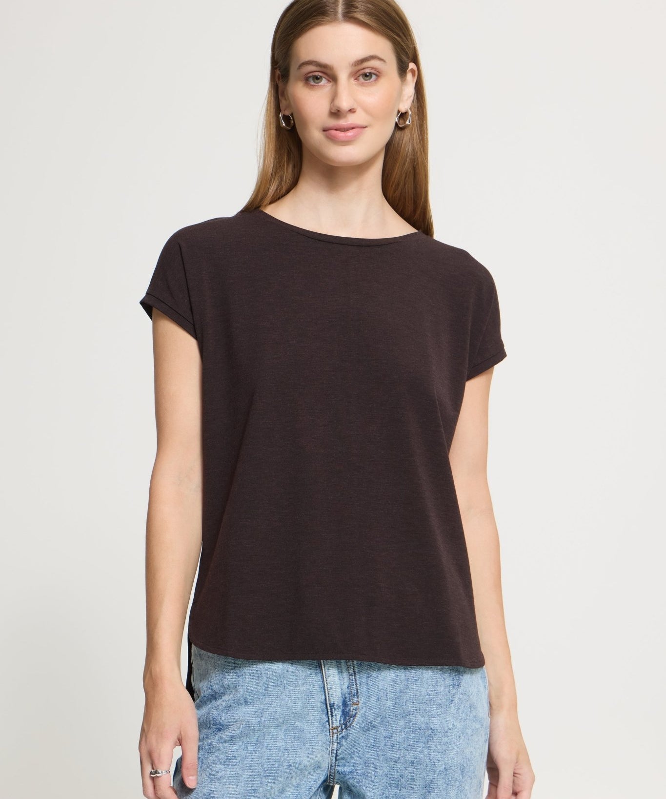 Rebel Crewneck Tee - chocolate - Blue Sky Fashions & Lingerie