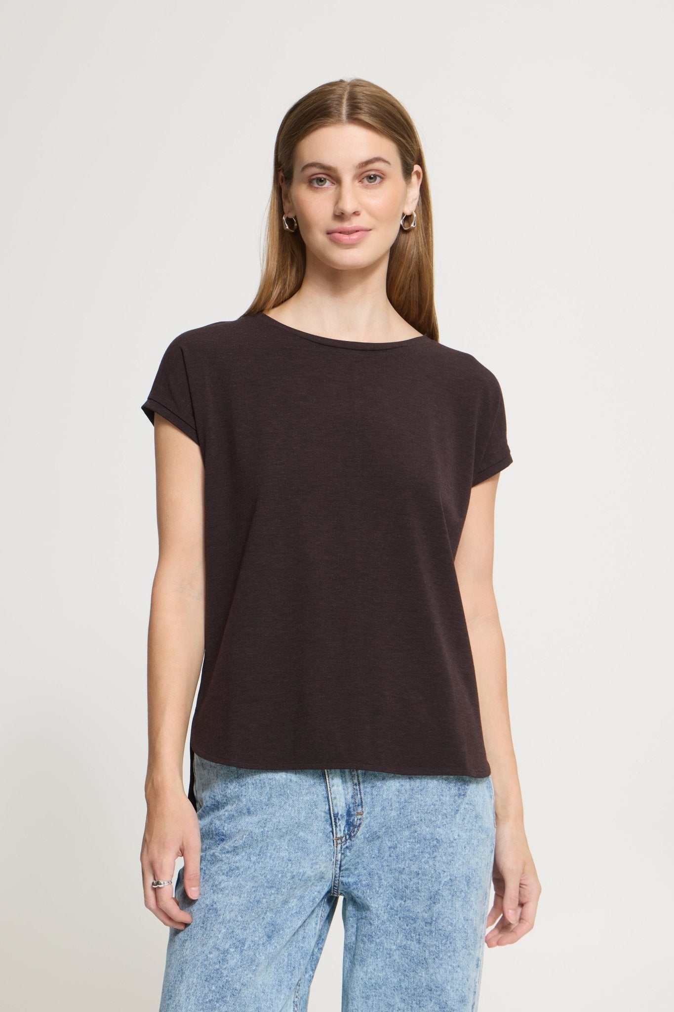 Rebel Crewneck Tee - chocolate - Blue Sky Fashions & Lingerie