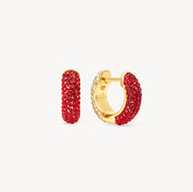 RED VELVET AND SOFT GOLD SPARKLE REVERSIBLE HOOP EARRINGS - Blue Sky Fashions & Lingerie