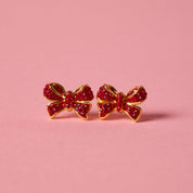 RED VELVET SPARKLE BOW STUDS - Blue Sky Fashions & Lingerie