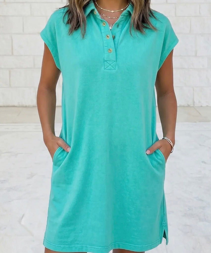 Relaxed Pit Polo T Shirt Dress - Blue Sky Fashions & Lingerie