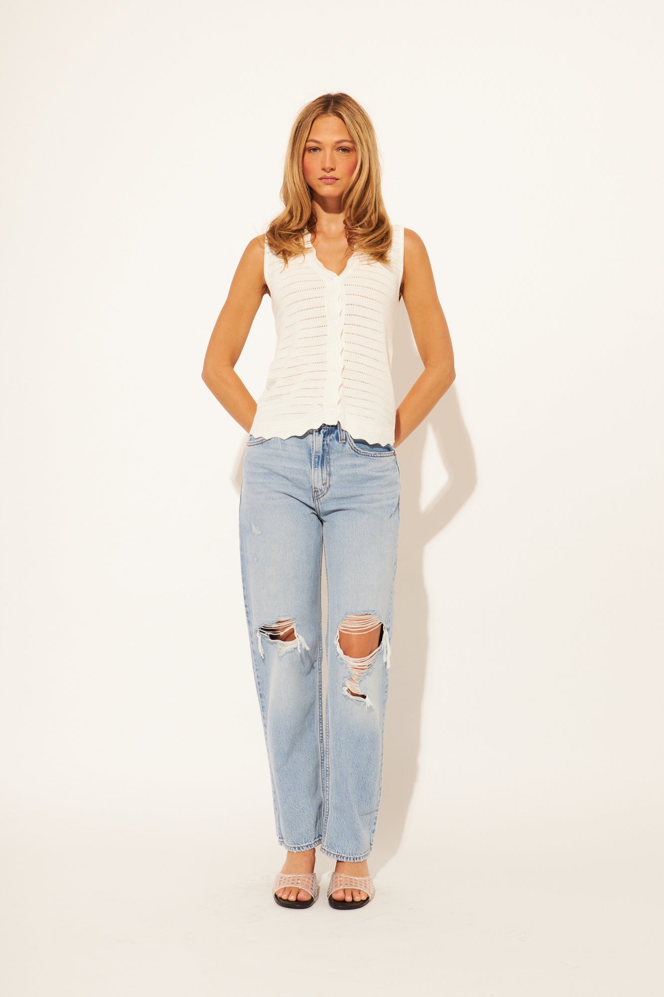 Remy knit vest - linen - Blue Sky Fashions & Lingerie