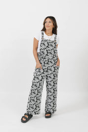REMY ROMPERALLS IN SOFT BLACK/WHITE FLORAL - Blue Sky Fashions & Lingerie