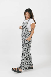 REMY ROMPERALLS IN SOFT BLACK/WHITE FLORAL - Blue Sky Fashions & Lingerie