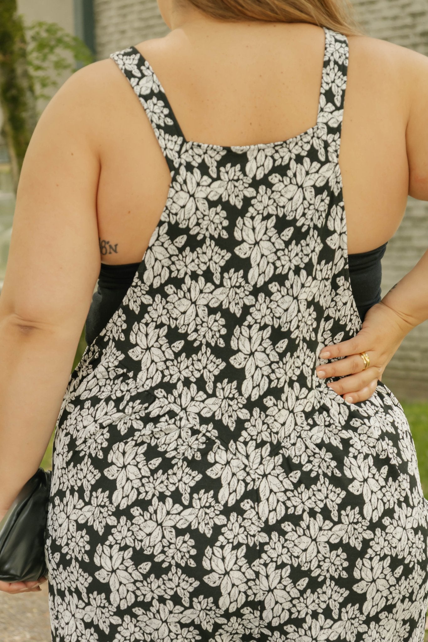 REMY ROMPERALLS IN SOFT BLACK/WHITE FLORAL - Blue Sky Fashions & Lingerie