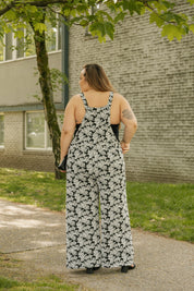 REMY ROMPERALLS IN SOFT BLACK/WHITE FLORAL - Blue Sky Fashions & Lingerie