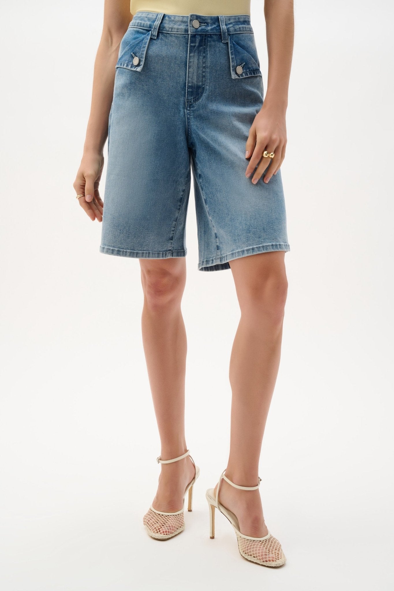 Repreve® Denim Straight Jean Shorts 262941 by Joseph Ribkoff - Blue Sky Fashions & Lingerie