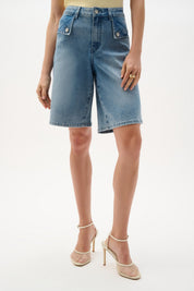 Repreve® Denim Straight Jean Shorts 262941 by Joseph Ribkoff - Blue Sky Fashions & Lingerie
