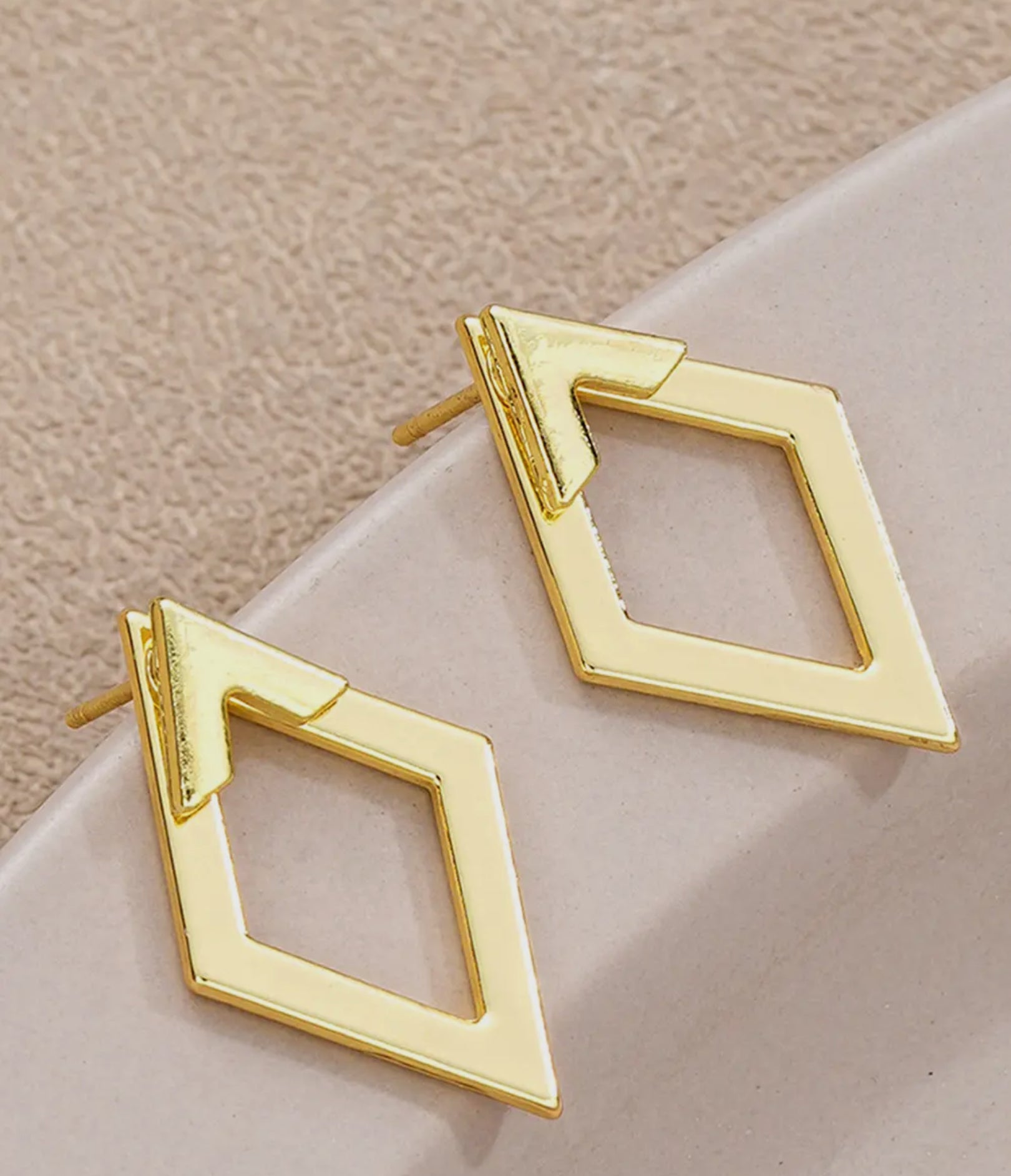Rhombus Shape Plated Alloy Stud Earrings - Blue Sky Fashions & Lingerie