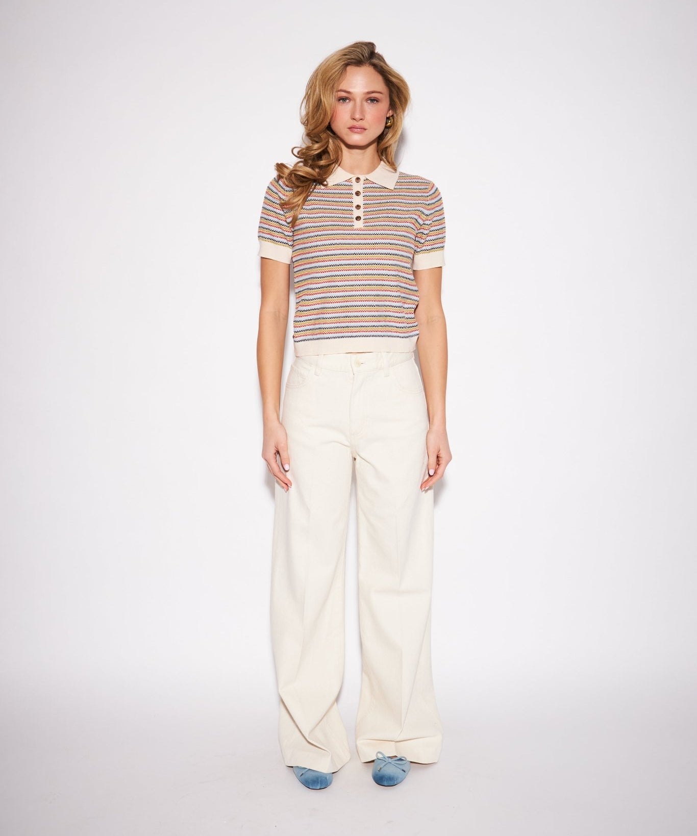 Roland Polo Sweater by John + Jenn - Radical Stripe - Blue Sky Fashions & Lingerie