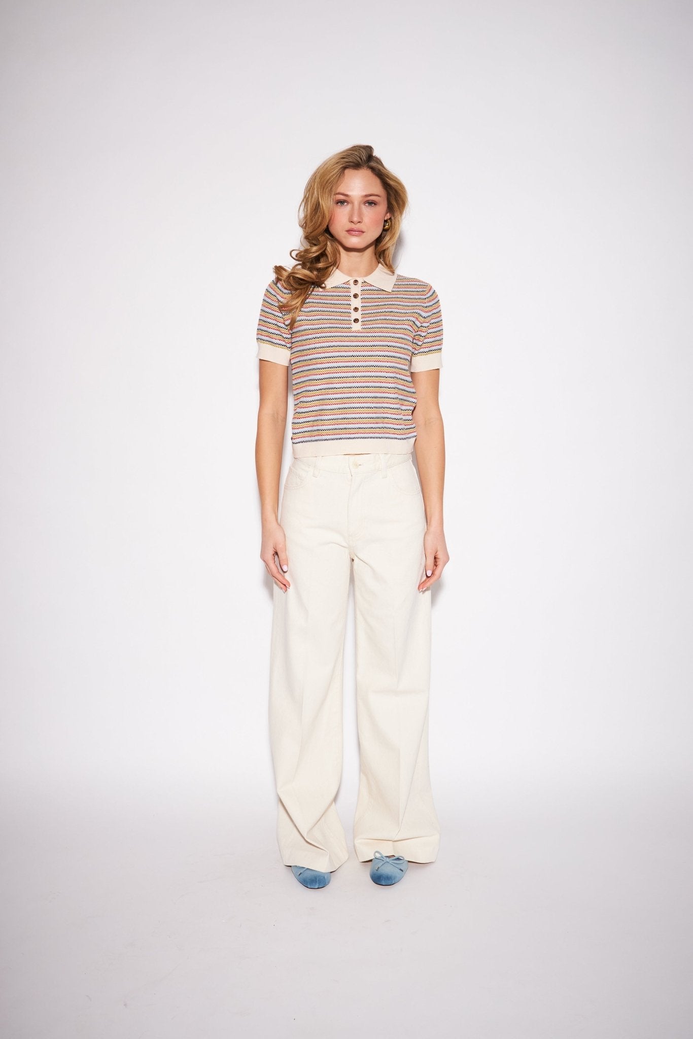 Roland Polo Sweater by John + Jenn - Radical Stripe - Blue Sky Fashions & Lingerie