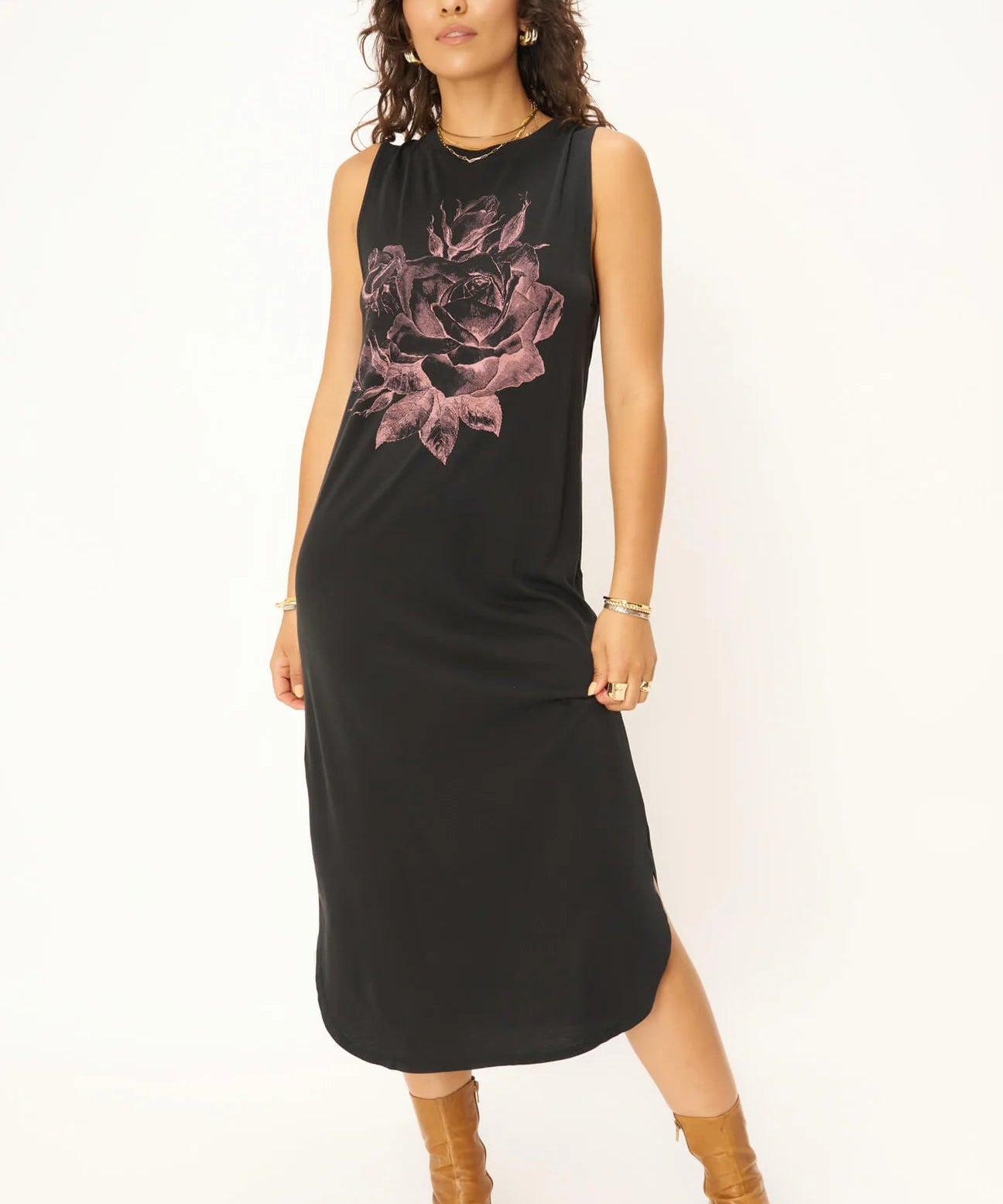 ROSES TANK DRESS - DW BLACK - Blue Sky Fashions & Lingerie