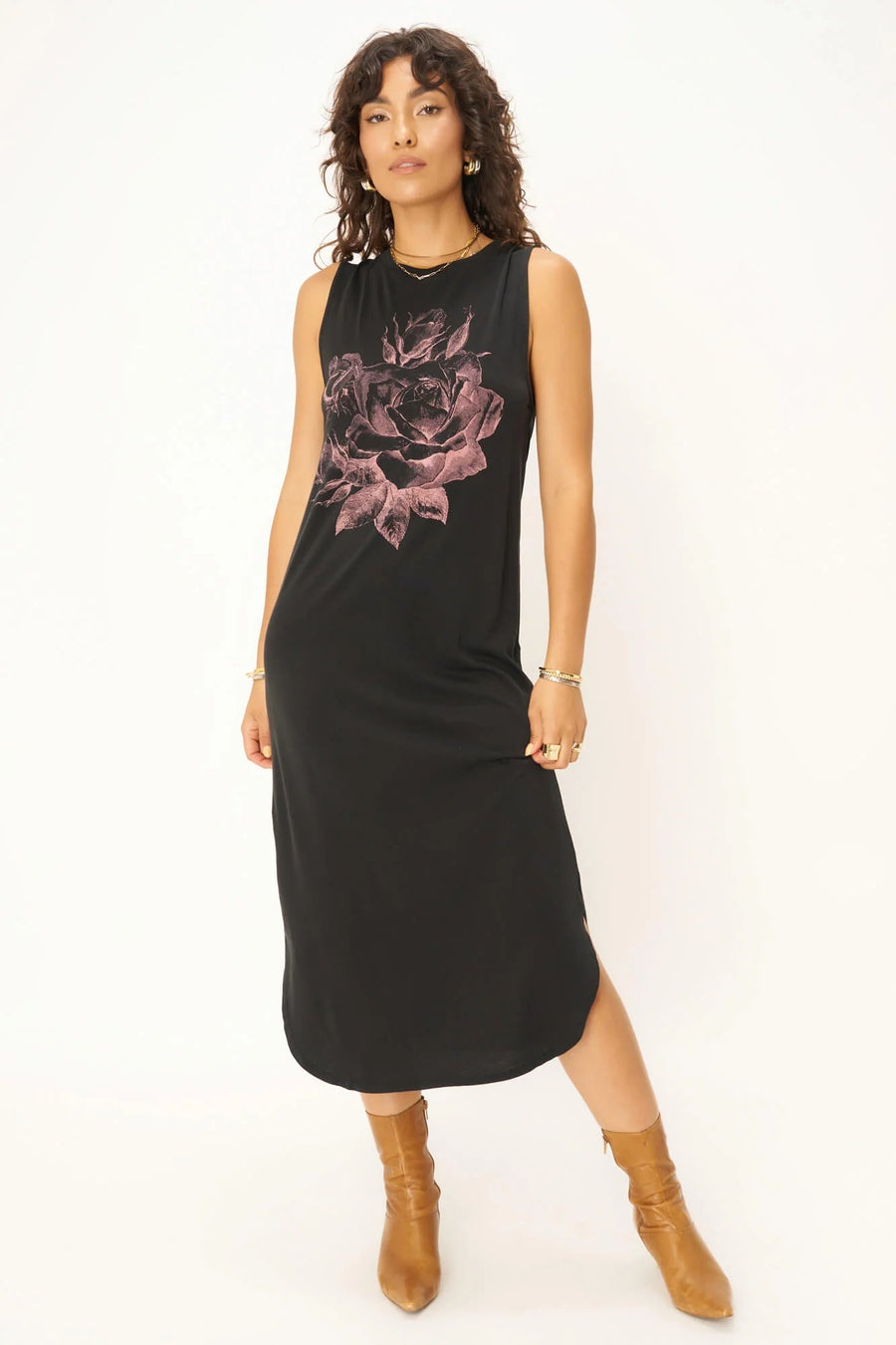 ROSES TANK DRESS - DW BLACK - Blue Sky Fashions & Lingerie