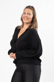 ROSETTE CARDIGAN IN MIDNIGHT BLACK - Blue Sky Fashions & Lingerie