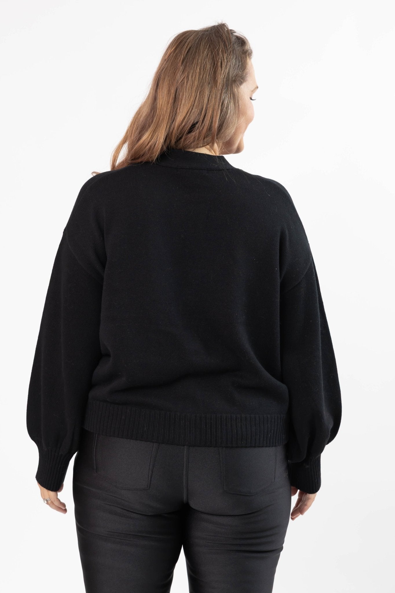 ROSETTE CARDIGAN IN MIDNIGHT BLACK - Blue Sky Fashions & Lingerie