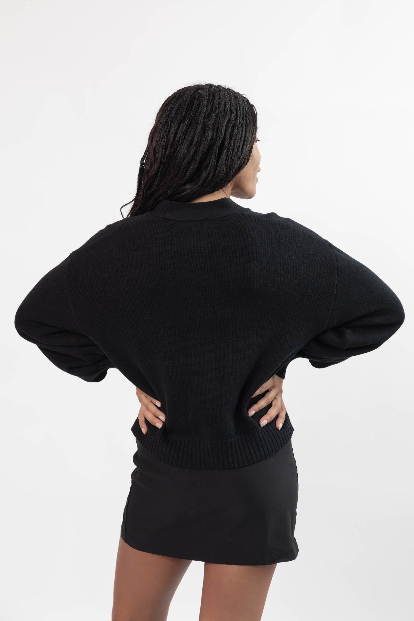 ROSETTE CARDIGAN IN MIDNIGHT BLACK - Blue Sky Fashions & Lingerie